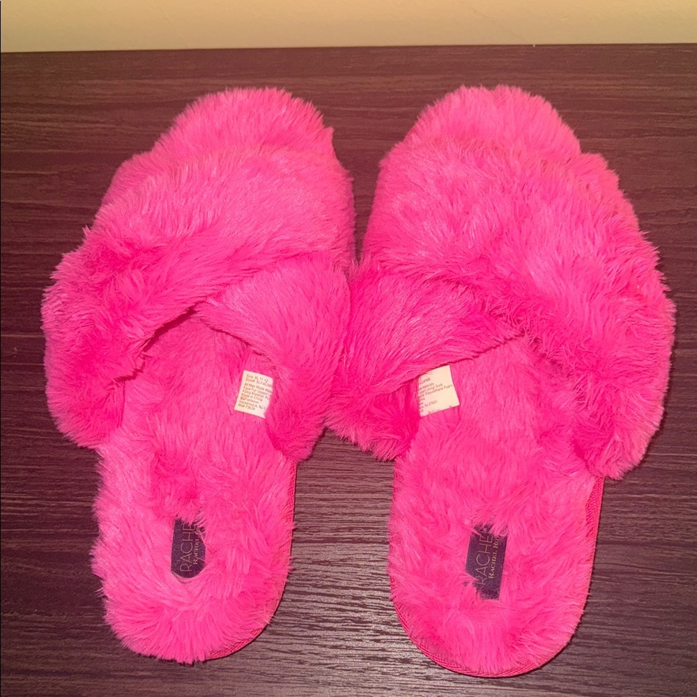Rachel Zoe Fluffy Pink Slippers